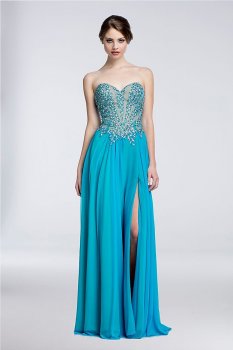 Strapless A-Line Dress with Beaded Illusion Mesh 151P0037G
