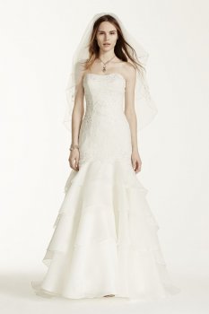 Petite Floral Lace Trumpet Wedding Dress Style 7MS251003