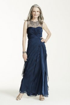 Sleeveless Illusion Neckline Long Chiffon Dress Style 061885200