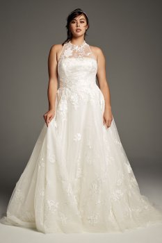 Plus Size 8VW351426 Sleeveless Long Lace Embroidered Bridal Dress