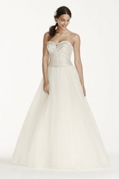 Extra Length Tulle Ball Gown with Crystal Bodice Style 4XLWG3754