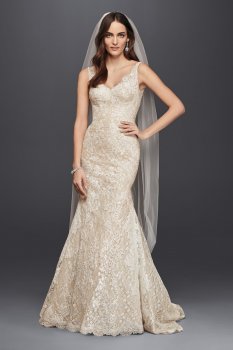 4XLCWG747 Style Corded Lace Trumpet Bridal Dress with Extra Length