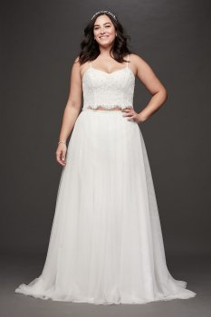 Tulle and Lace Two-Piece Plus Size Wedding Dress Galina 4XL9WG3952