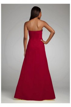 Satin Strapless Gown with Side-Drape and Brooch Style F44079