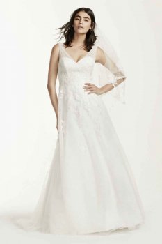 Tulle Wedding Dress with Floral Lace Applique Style WG3712