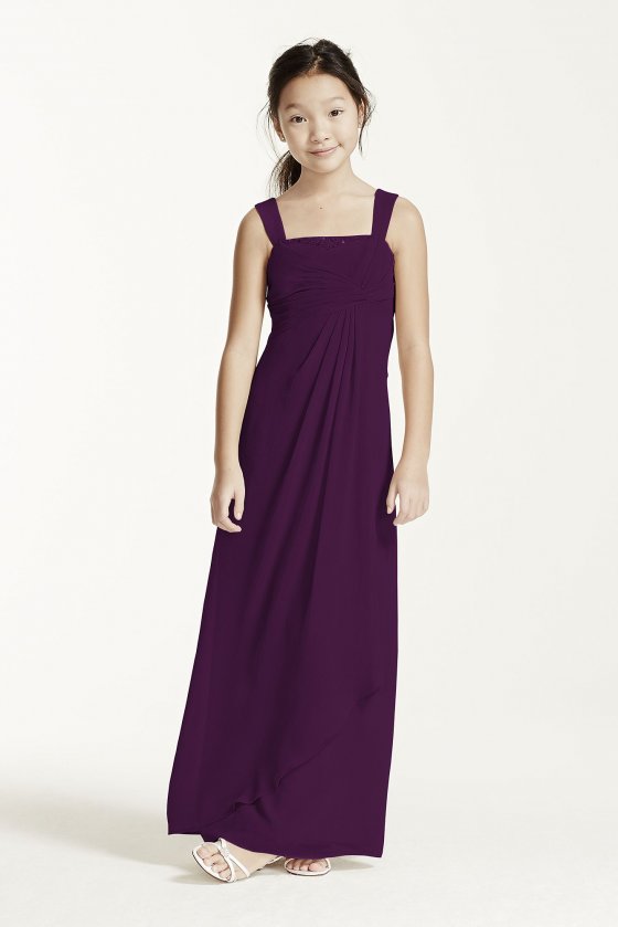 Long Crinkle Chiffon Junior Bridesmaid Dress with Twist Front JB4935 Style