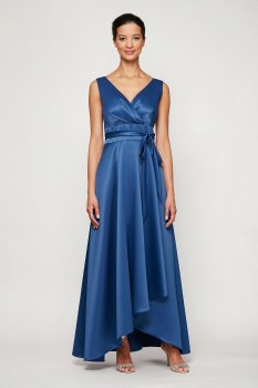 Surplice Satin Ball Gown with High-Low Tulip Hem 8150255