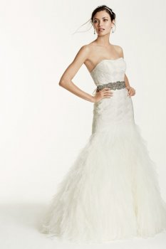 Gown with Basket Woven Bodice and Ruffled Skirt Style SWG523