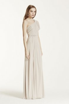 One Shoulder Beaded Dress with Side Slit Style F15519