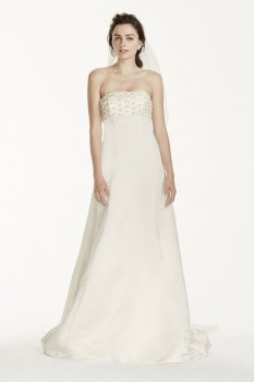 Strapless Empire Aline Gown with Watteau Train Style JS3777