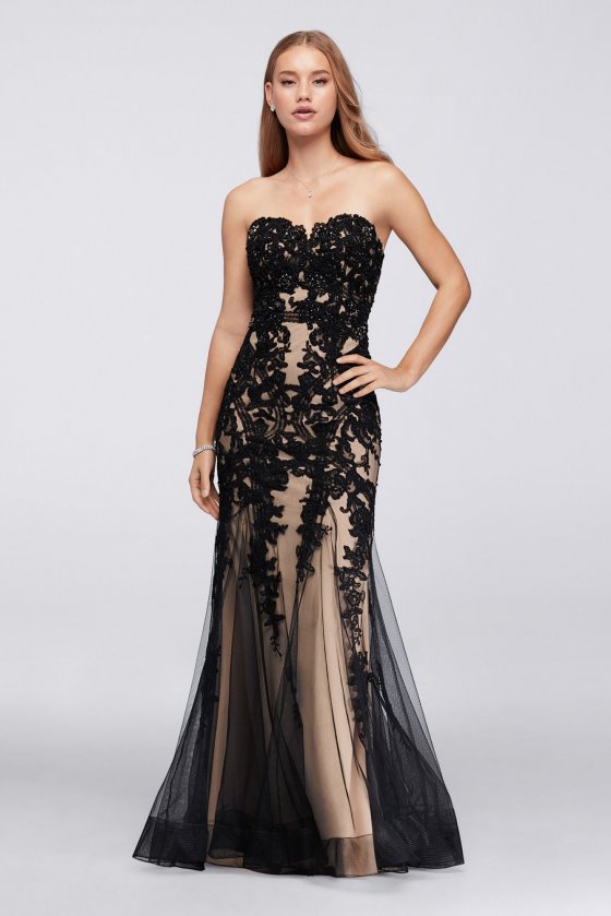 Strapless Sweetheart Neckline Long Lace Appliqued VC151012 Style Party Gown