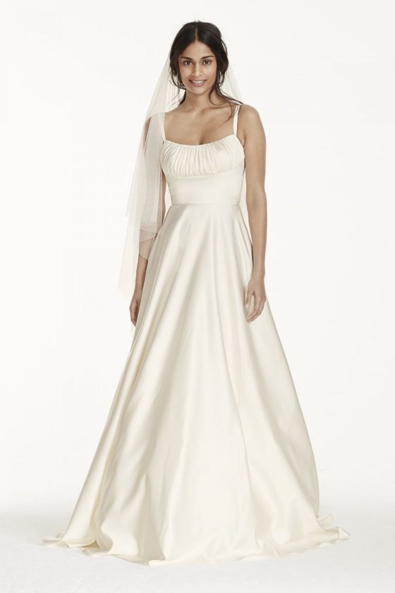 Satin Empire Wedding Dress with Spaghetti Straps Style WG3739