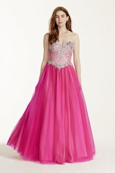 Crystal Embellished Sweetheart Bodice Ball Gown Style P1631