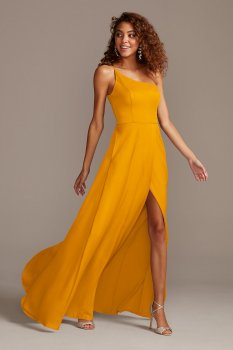 One-Shoulder Bridesmaid Dress with Pockets Style F20099