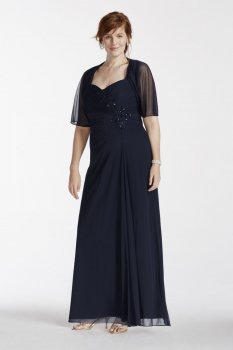 Long Sleeveless Chiffon Dress with Chiffon Shrug Style 756933D