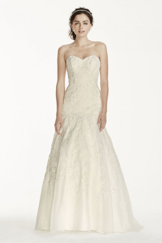 Organza Trumpet Gown with Lace Style WG3759