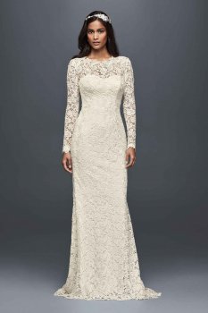 EXTRA LENGTH Long Full Sleeves Allover Lace Bridal Dress 4XLMS251176