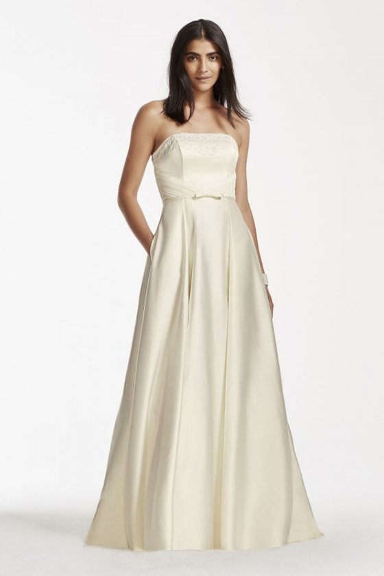 Strapless Satin Aline Gown with Pockets Style SDWG0235