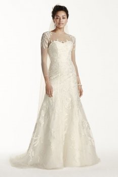 Petite Lace Wedding Dress with 3/4 Sleeves Style 7CWG704