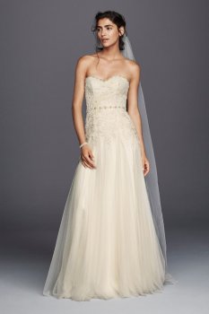 Extra Length Strapless Tulle Sheath Wedding Dress Style 4XLMS251130
