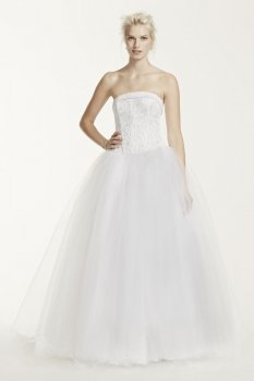 No Train Tulle Ball Gown with Beaded Satin Bodice Style NT8017