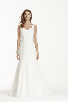 Petite Tank Tulle Trumpet Gown with Lace Detail Style 7V3643