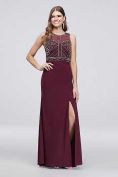 Beaded Jersey Tank Dress with Illusion Back 12332