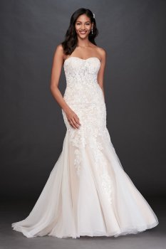 Floral Beaded Lace and Tulle Mermaid Wedding Dress WG3964