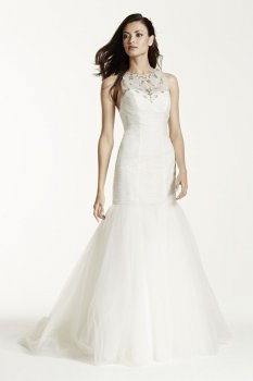 Illusion Tulle Trumpet Gown with Crystal T Back Style SWG679