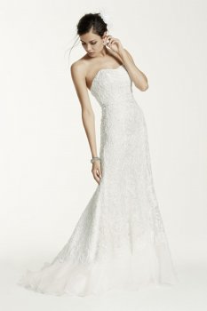 Lace Overlay Charmeuse Wedding Dress with Train Style SWG400