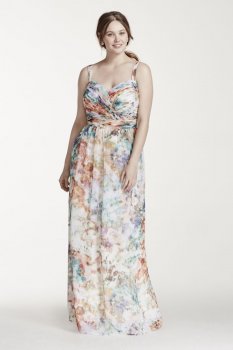 Strapless Printed Chiffon Dress Style 141704950W