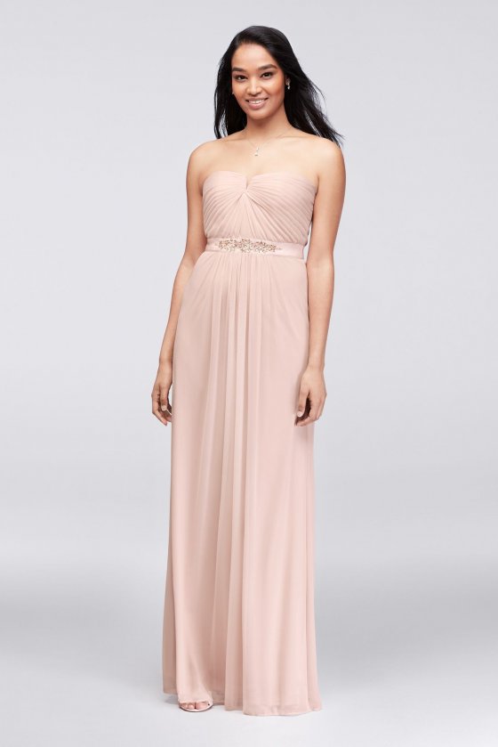 Strapless Sweetheart Neckline Long A-line AP1E200446 Bridesmaid Dress with Embellished-Waist