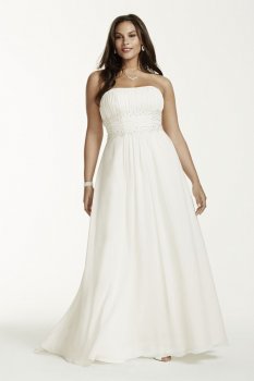 Extra Length Chiffon A-line with Beaded Lace Style 4XL9V9743