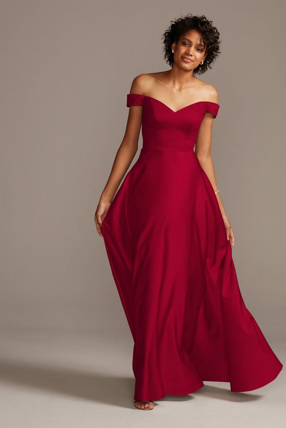 Elegatn Long A-line Off the Shoulder Satin Bridesmaid Gown F20134