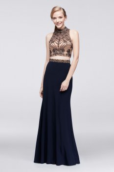 Shinning Deco-Beaded Two Pieces XS9630 Prom Dress