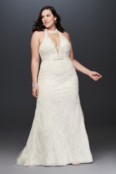 Elegant 9SWG825 Style Plus Size Halter Neck Wedding Gowns