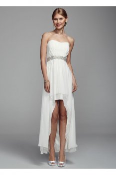 Strapless Chiffon High Low Gown with Beaded Waist Style XS1940