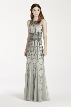Sleeveless All Over Beaded Dress Style 061908420