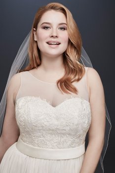 Lace and Crinkle Chiffon Plus Size Wedding Dress 9OP1337