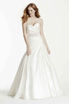 Strapless Satin A Line Gown with Ruched Bodice Style MB3651