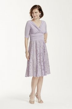 3/4 Sleeve Jersey Top with Lace A-Line Skirt Style AMYOT93