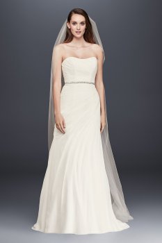 Crinkle Chiffon Wedding Gown with Draping Style V3540