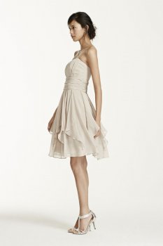 Chiffon Dress with Layered Skirt Style F14169