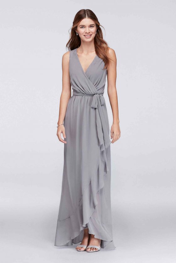 Simple DBWKO1AMR Style Tank V Neck Long Chiffon Bridesmaid Gown