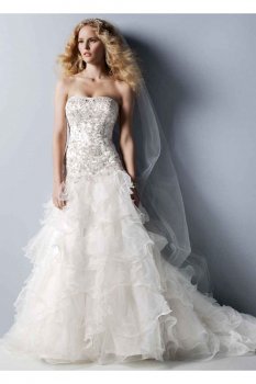 Petite Organza Wedding Dress with Lace Style 7CWG546