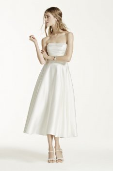 Strapless Tea Length Dress with Beaded Neckline Style MK3720