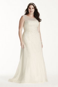 Cap Sleeve Sheath with Scattered Pearls Style 9V3763