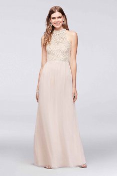 Chiffon High-Neck X35241DH232 Gown with Ladder Back Detail