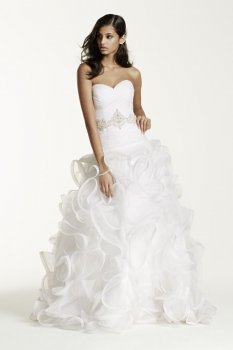 Ruffled Skirt Wedding Gown with Embellished Waist Style SWG492