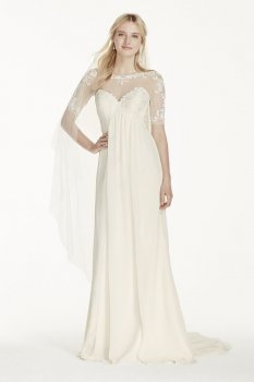 Chiffon Wedding Dress with Illusion Sleeves Style WG3749
